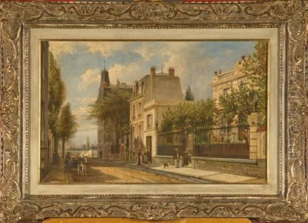 Rue Animee Dans Une Ville Francaise Oil Painting by Cornelis Christiaan Dommersen