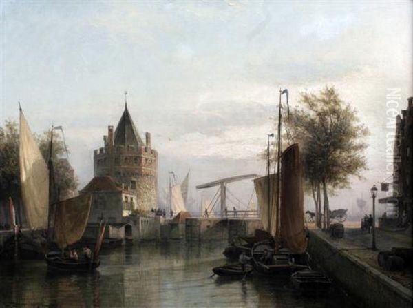 View At Amsterdam Oil Painting by Cornelis Christiaan Dommersen