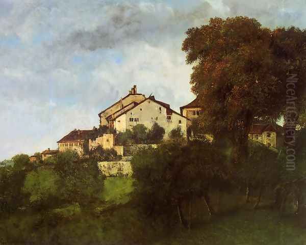 The Houses of the Chateau D'Ornans Oil Painting by Gustave Courbet