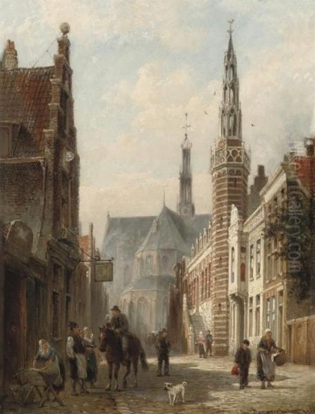 Hotel De Ville D'alkmaar Oil Painting by Cornelis Christiaan Dommersen