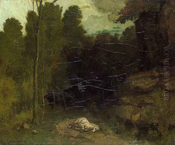 Landscape with a Dead Horse Oil Painting by Gustave Courbet