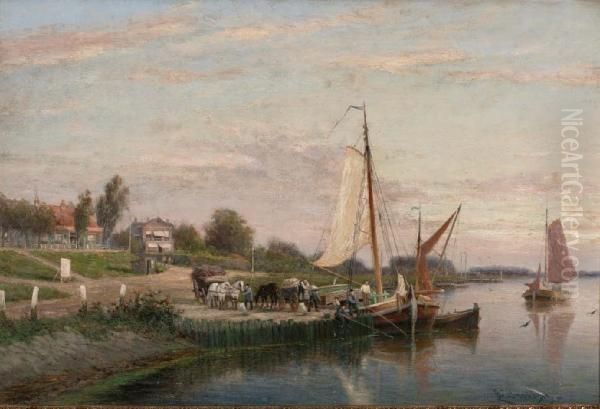 't Veer Te Dieren Aan De Ijssel Oil Painting by Cornelis Christiaan Dommersen