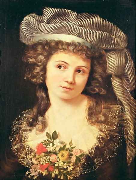 Portrait of a young woman in the style of Labille-Guiard Oil Painting by Gustave Courbet