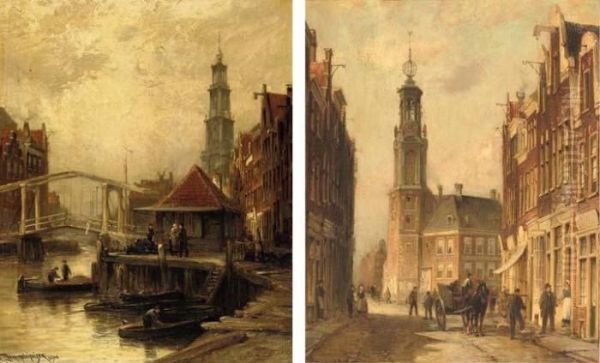 Oud Amsterdam Oil Painting by Cornelis Christiaan Dommersen