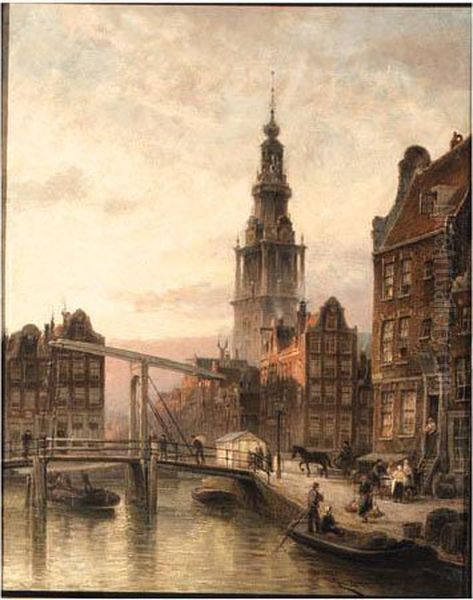 The Zuider Kerk At Dusk, Amsterdam Oil Painting by Cornelis Christiaan Dommersen