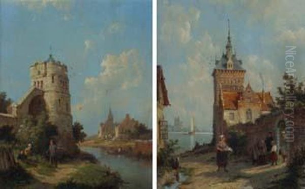 Coblentzon The Rhine And Alvia Stins Oil Painting by Pieter Christiaan Cornelis Dommersen