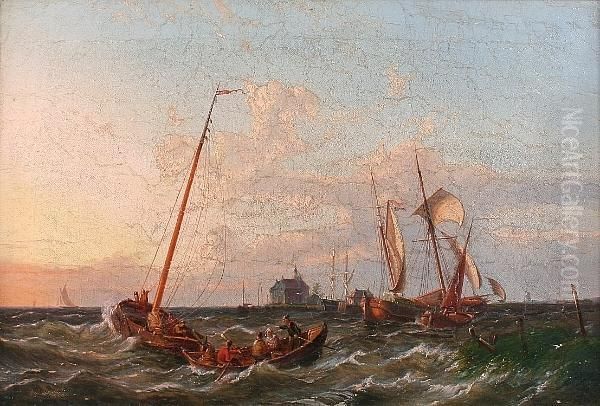 View On The Scheldt Oil Painting by Pieter Christiaan Cornelis Dommersen