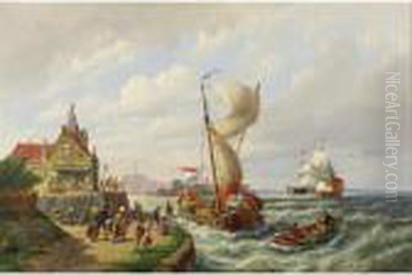 Flushing, Holland Oil Painting by Pieter Christiaan Cornelis Dommersen