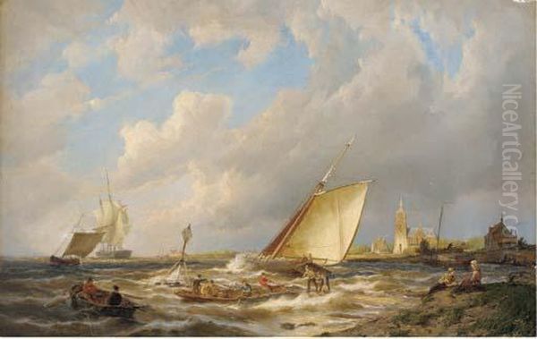 Maassluis, Holland Oil Painting by Pieter Christiaan Cornelis Dommersen