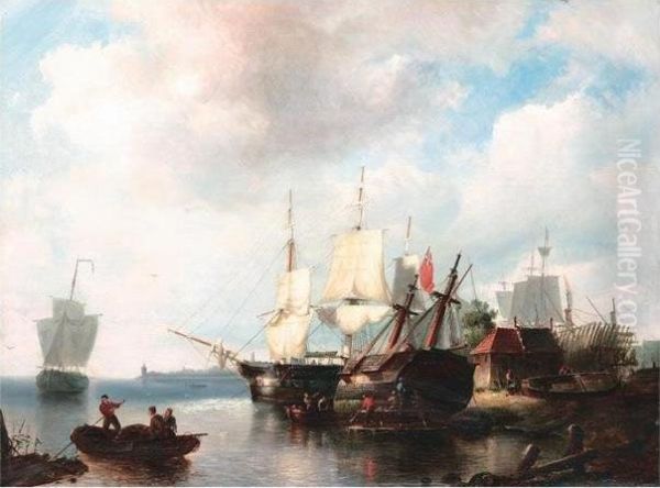 Repairing The Hull Oil Painting by Pieter Christiaan Cornelis Dommersen