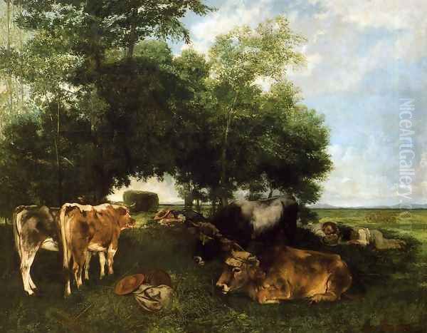 The Rest During the Harvest Season Oil Painting by Gustave Courbet