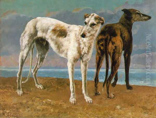 Count de Choiseul's Greyhounds Oil Painting by Gustave Courbet