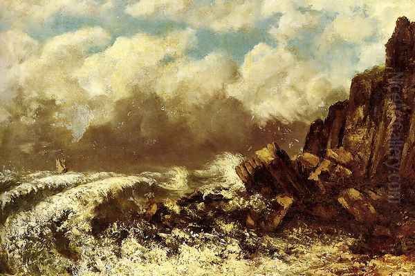 Marine A Etretat Oil Painting by Gustave Courbet