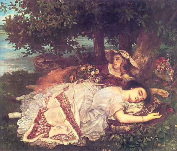 The Young Ladies on the Banks of the Seine (or Summer) Oil Painting by Gustave Courbet