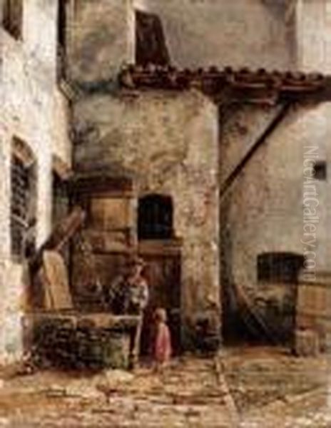 Al Pozzo - 1880 Oil Painting by Stefano Donadoni