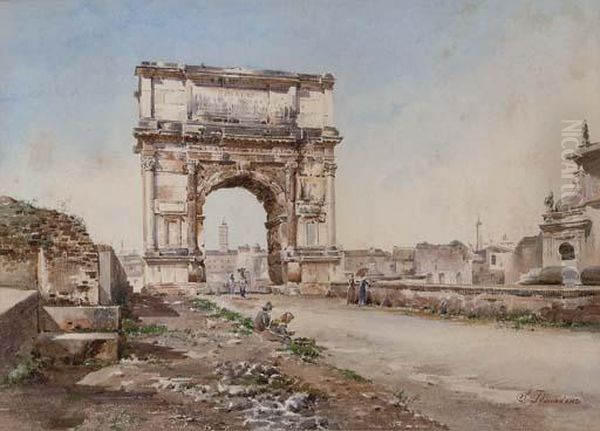 The Arch Of Titus On The Via Sacra, Rome Oil Painting by Stefano Donadoni