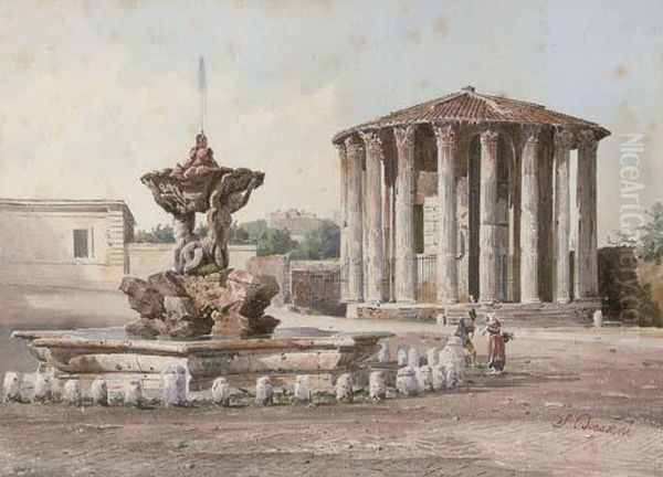 The Temple Of Vesta, Rome Oil Painting by Stefano Donadoni