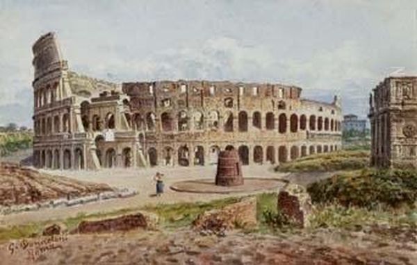 A) Il Colosseo E L'arco Di Costantino
B) Il Foro Romano Oil Painting by Stefano Donadoni