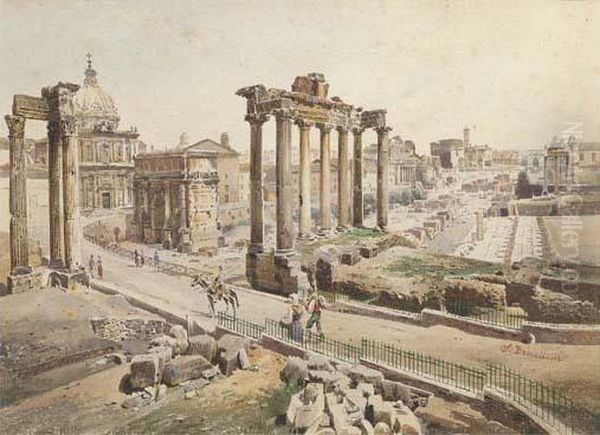 A View Of The Roman Forum Oil Painting by Stefano Donadoni