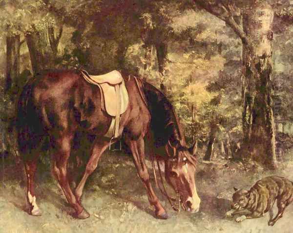 Horse in the forest Oil Painting by Gustave Courbet