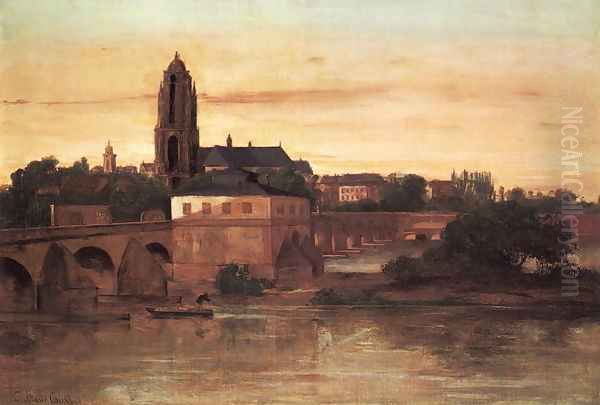 View of Frankfurt Oil Painting by Gustave Courbet