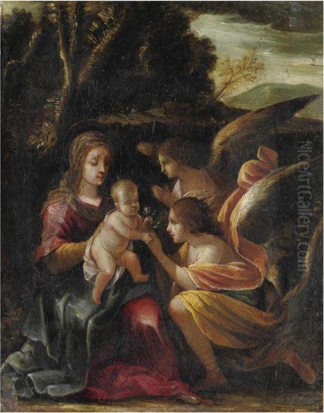 Madonna Col Bambino E Angeli Oil Painting by Giovanni Andrea Donducci (see MASTELLETTA)