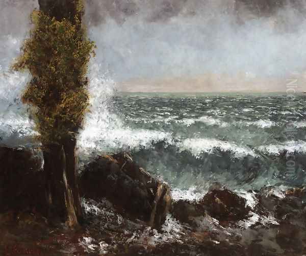 Seascape, the Poplar Oil Painting by Gustave Courbet