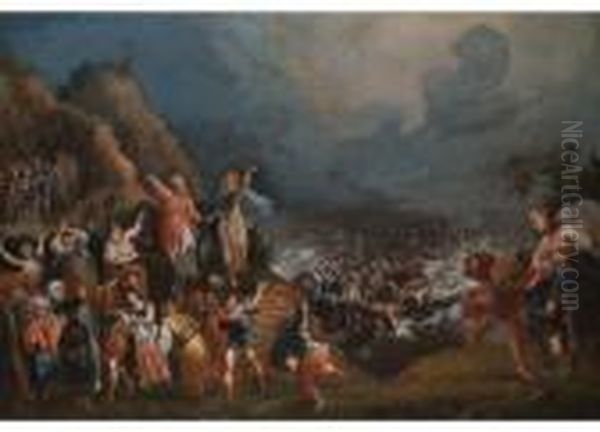 Der Zug Durch Das Rote Meer
 Ol Auf Leinwand. Oil Painting by Giovanni Andrea Donducci (see MASTELLETTA)