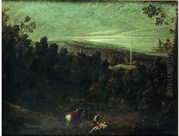 Le Bon Samaritain Dans Un Vaste Paysage Oil Painting by Giovanni Andrea Donducci (see MASTELLETTA)