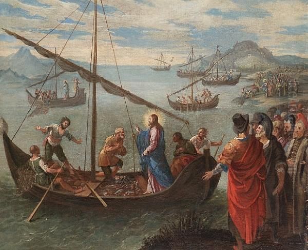 The Mircaculous Draft Of Fishes Oil Painting by Giovanni Andrea Donducci (see MASTELLETTA)