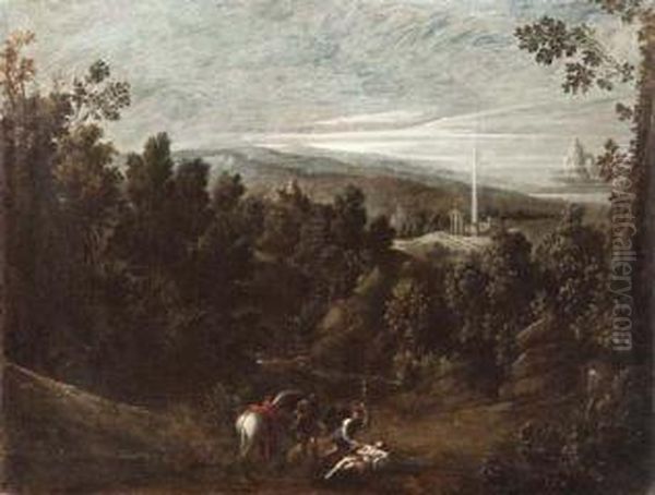 Paesaggio Con Il Buon Samaritano Oil Painting by Giovanni Andrea Donducci (see MASTELLETTA)