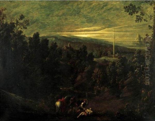 Landscape With The Good Samaritan Oil Painting by Giovanni Andrea Donducci (see MASTELLETTA)