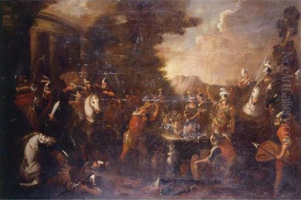 Battle Scene Oil Painting by Giovanni Andrea Donducci (see MASTELLETTA)