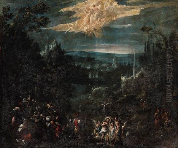 The Baptism Of Christ Oil Painting by Giovanni Andrea Donducci (see MASTELLETTA)