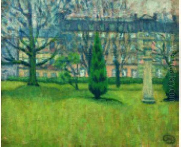 Vue D'un Parc (le Parc Royal De Bruxelles ?) Oil Painting by Auguste Donnay