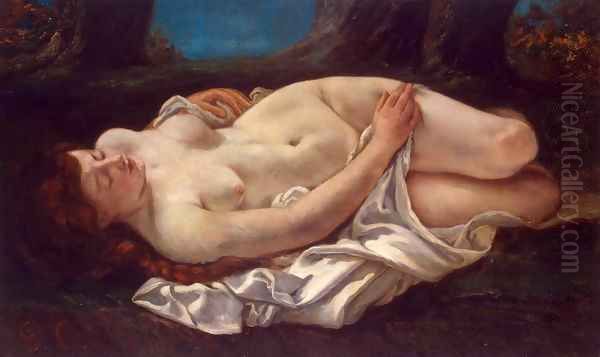 Reclining Woman Oil Painting by Gustave Courbet