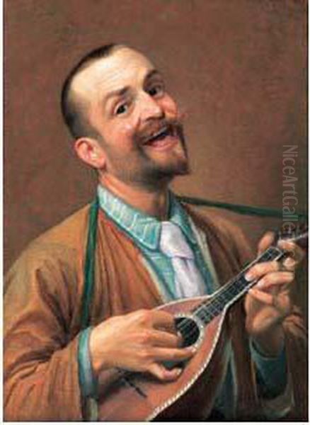 Le Chanteur A La Mandoline Oil Painting by Jacques Dore