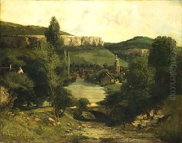 View of Ornans probably mid 1850s Oil Painting by Gustave Courbet