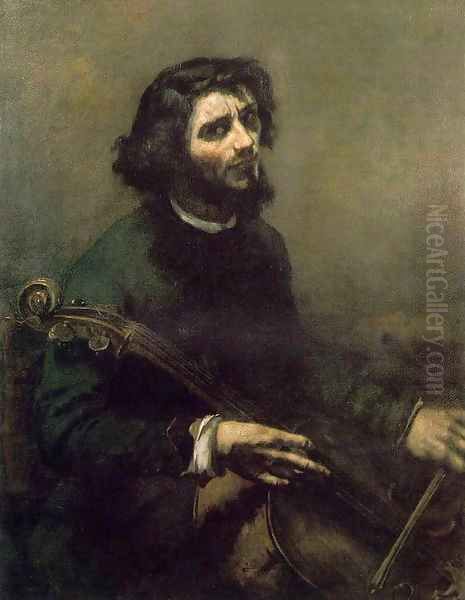 Self-Portrait (The Cellist) Oil Painting by Gustave Courbet