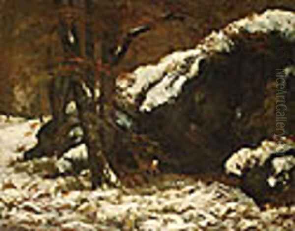 The Deer ca. 1865 Oil Painting by Gustave Courbet