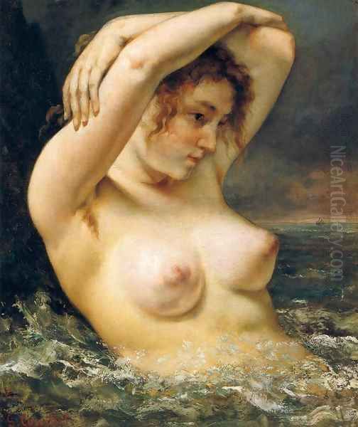 The Woman in the Waves 2 Oil Painting by Gustave Courbet