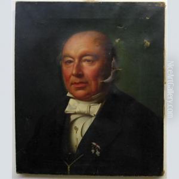 Portrait Of A Gentleman Decorated With Medals Oil Painting by Anton Laurids J. Dorph