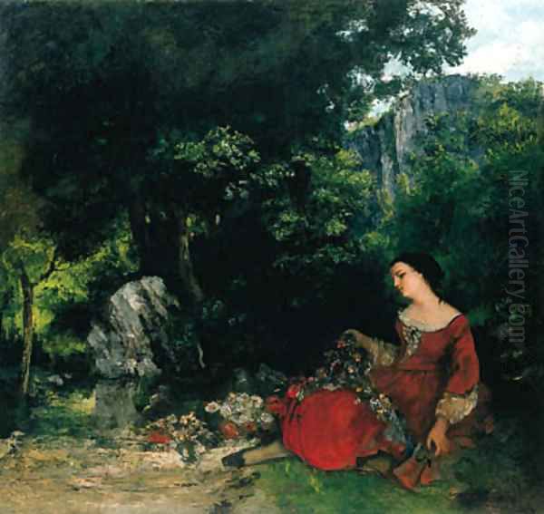 Femme la guirlande Oil Painting by Gustave Courbet