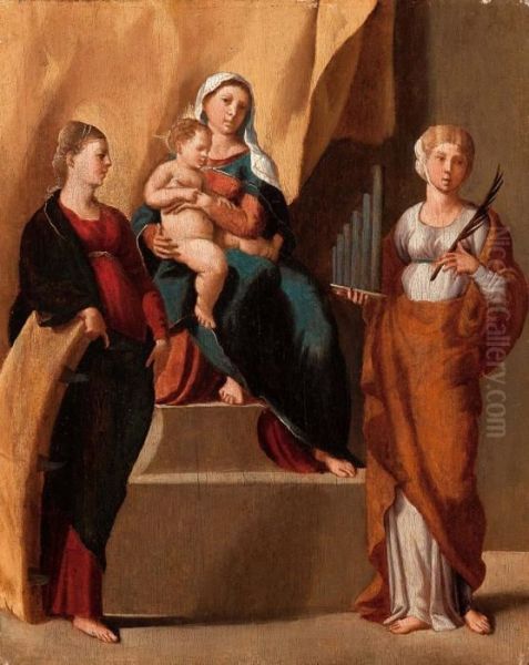 Madonna Col Bambino Fra Le Sante Caterina E Cecilia Oil Painting by Dosso Dossi