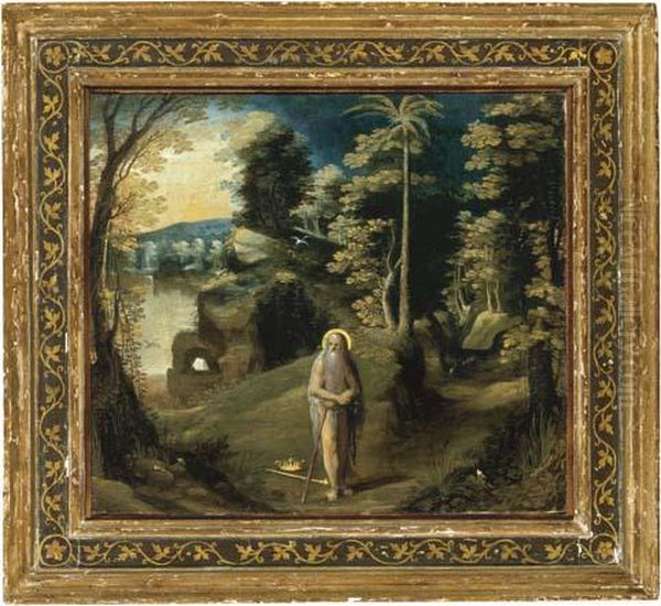 Saint Onuphrius In The Wilderness Oil Painting by Dosso Dossi