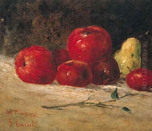 Nature morte, pommes et poires Oil Painting by Gustave Courbet