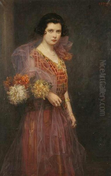 A Portrait Of Mrs. Malkovska Oil Painting by Frantisek Bohumil Doubek