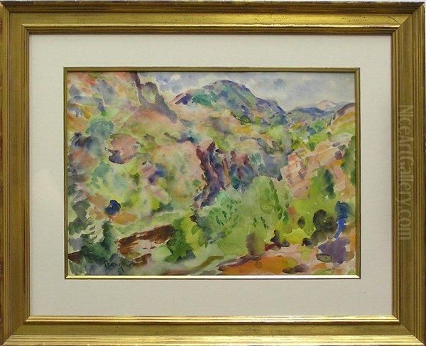 Hillside Landscape Oil Painting by Paul Dougherty