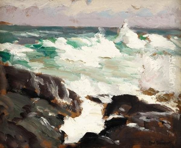 Breakers On The Rocks Oil Painting by Paul Dougherty