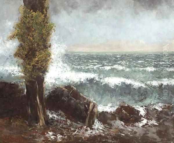 Marine, le peuplier Oil Painting by Gustave Courbet